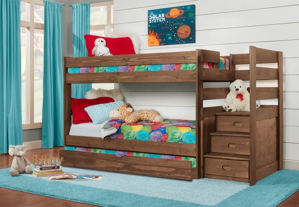 6087 Chestnut Twin/ Twin Stair Bed / 650 Underbed