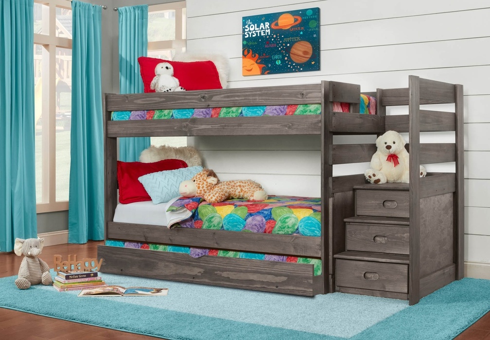 2087 Driftwood Twin/ Twin Stair Bed/ 250 Underbed